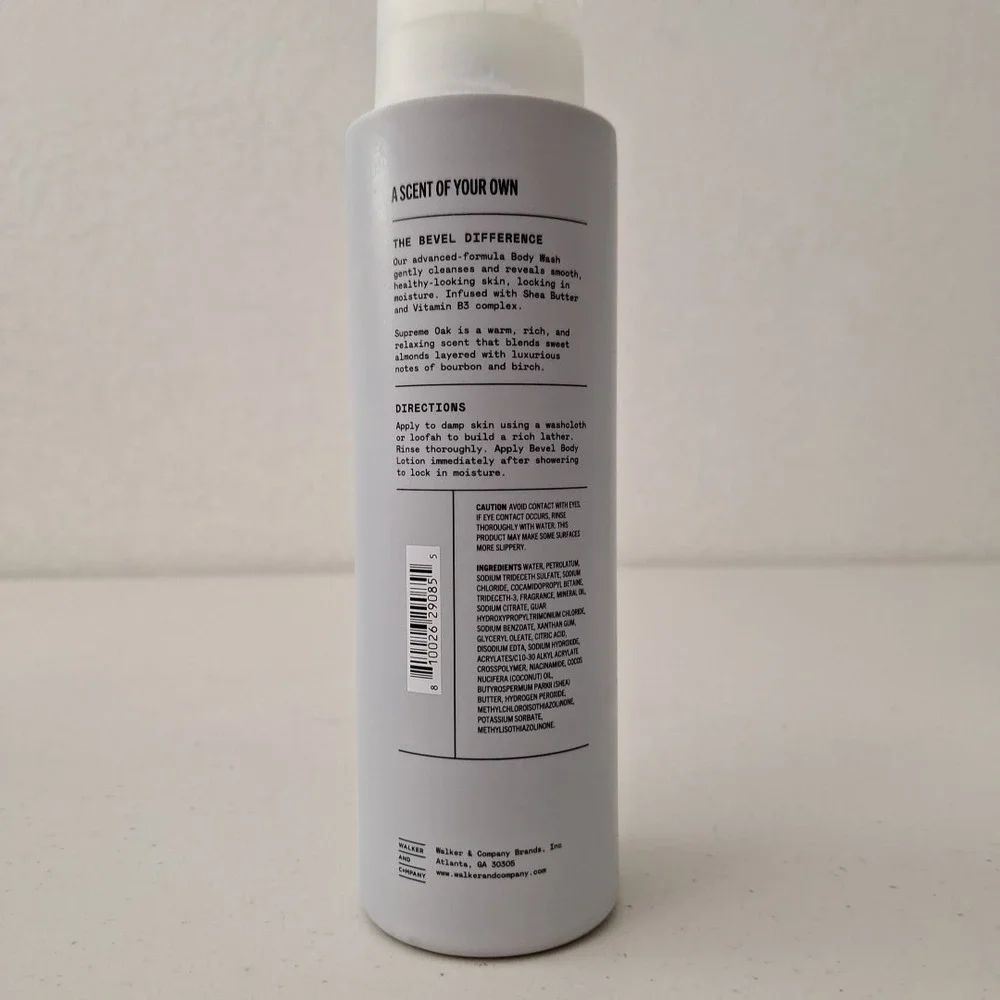 BEVEL Moisturizing Body Wash for Men *SUPREME OAK* Shea Butter 16 fl oz.